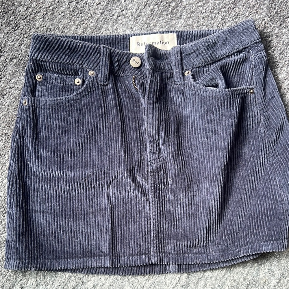 Reformation Blue Ribbed Mini Skirt Casual
